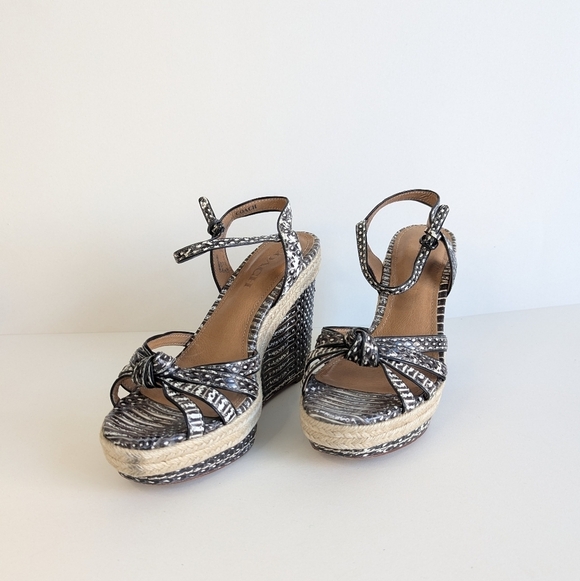 Coach Dalton Snakeskin Leather Braided Espadrille Wedge Strappy Sandal sz 7½ - Picture 4 of 12
